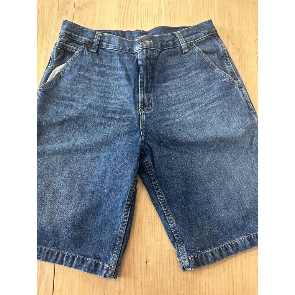 Tommy Hilfiger Carpenter Denim Shorts Mens 32 Blue Vintage 90s Baggy Fit Y2K